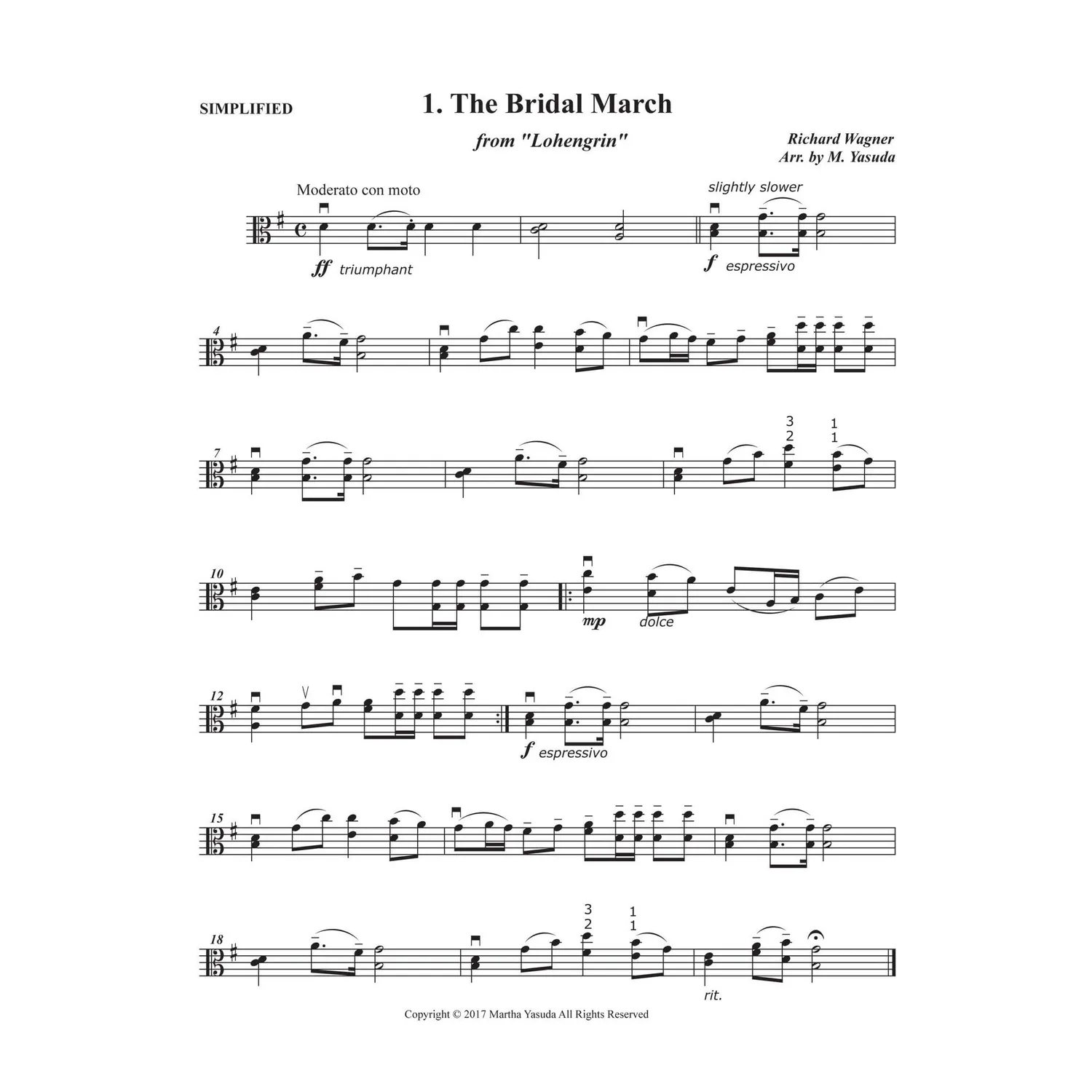 Shar Music Yasuda Wedding Melodies Noten Download Viola Solo