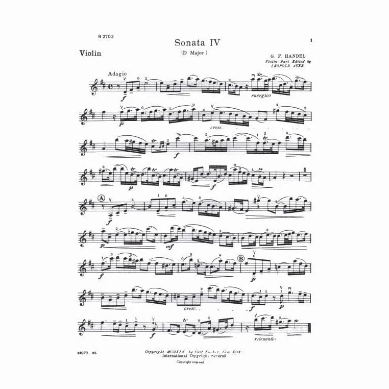 Händel Sonate Nr. 4 D-Dur HWV 371 Noten Violine