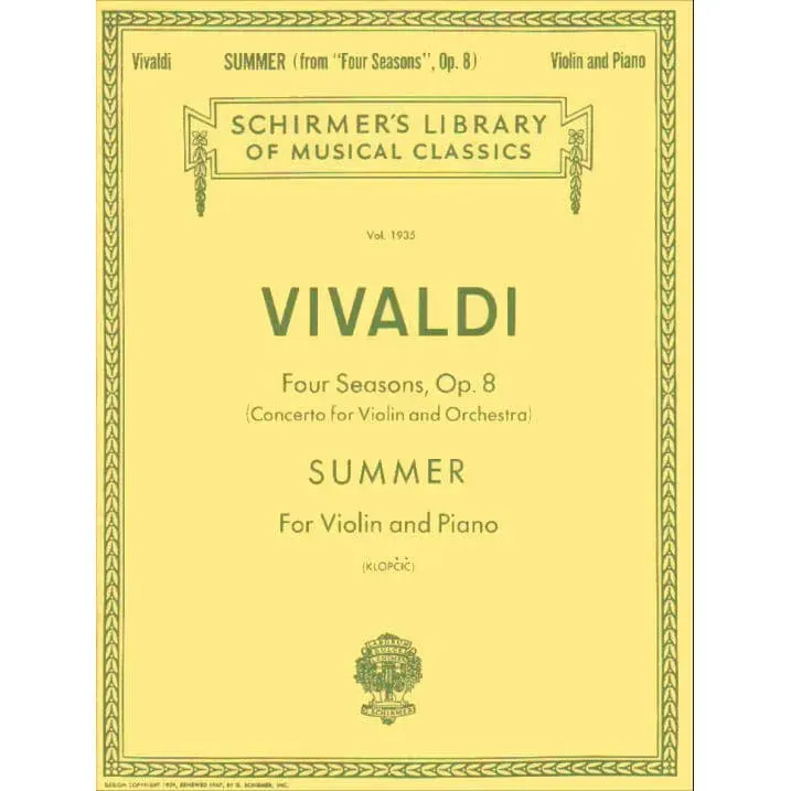 Schirmer Vivaldi Sommer RV 315 Noten Violine Klavier Solo