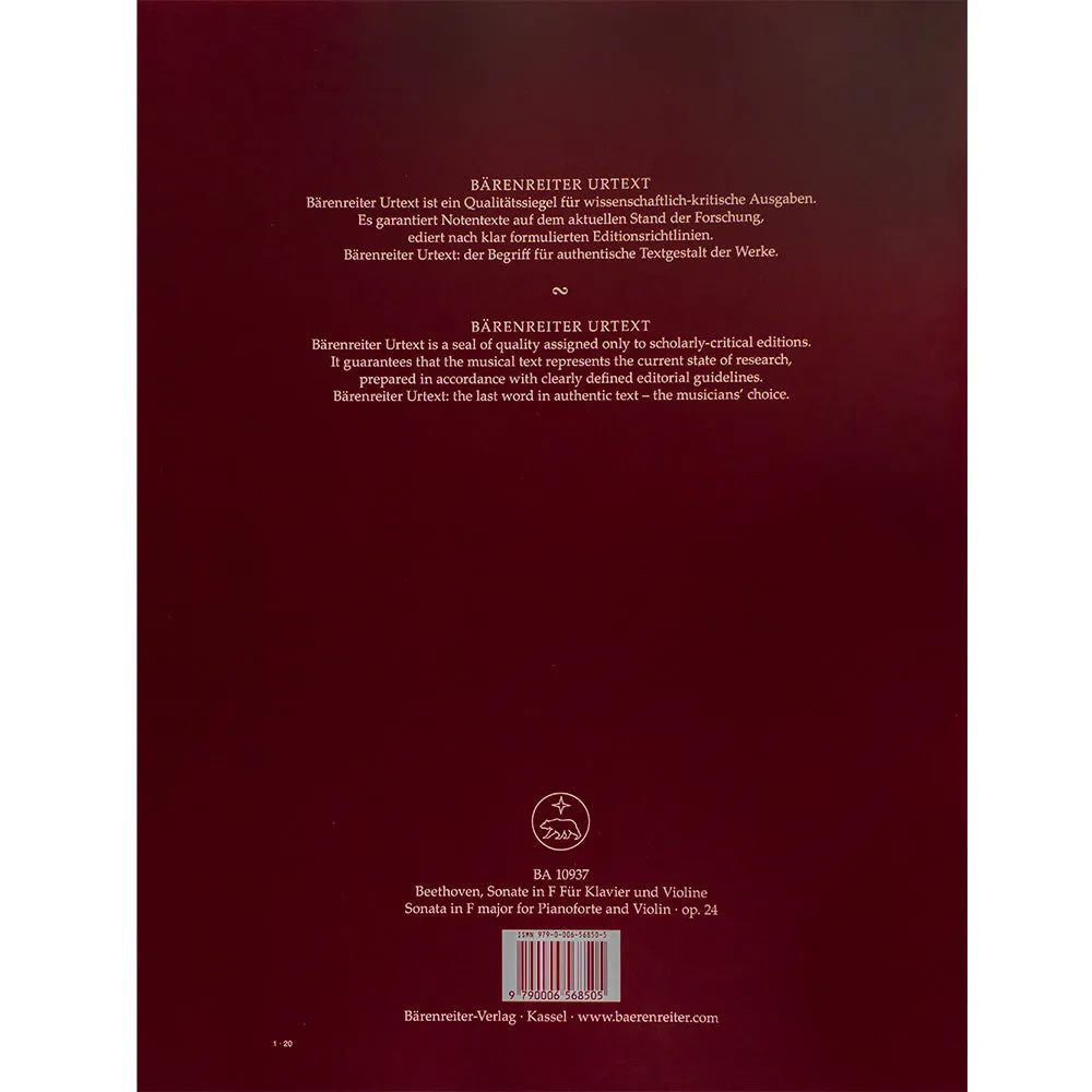 Bärenreiter Beethoven Frühlingssonate op. 24 Noten Violine Klavier Urtext