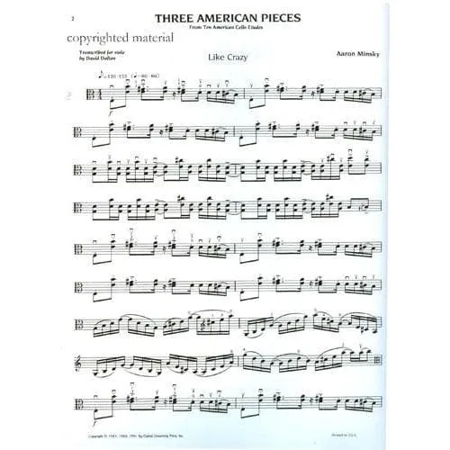 Oxford Minsky Three American Pieces Bratschenoten Solo