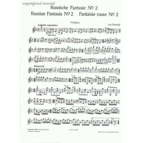Bosworth Portnoff Russian Fantasia Nr. 2 d-Moll Violine Noten