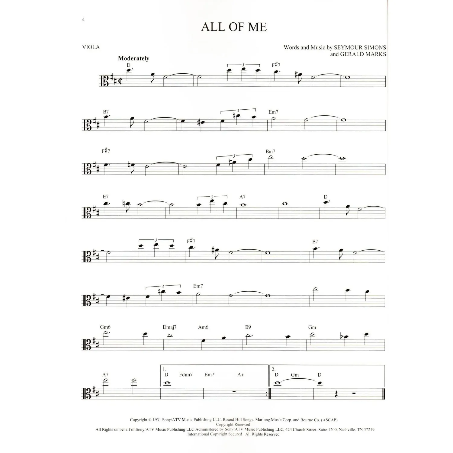101 Jazz Songs Viola Notenbuch mit Akkorden