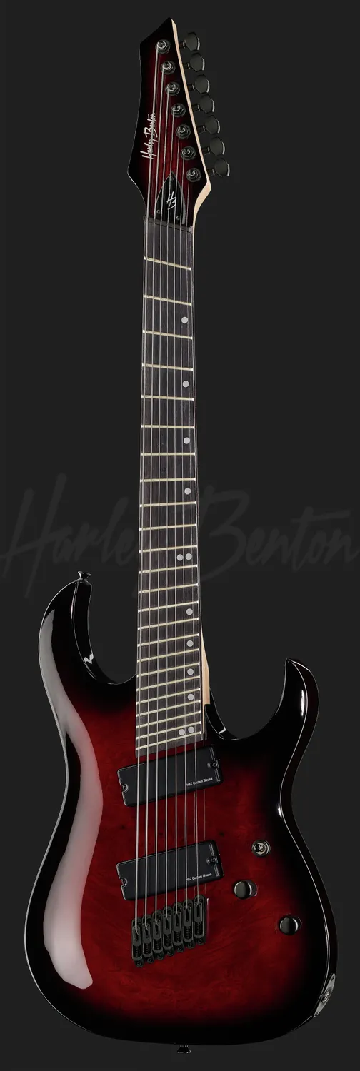 Harley Benton Progressive MultiScale-7 TPB DLX E-Gitarre Rot