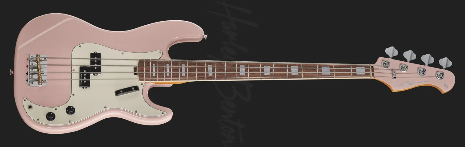 Harley Benton MV-4P E-Bass Shell Pink Splitcoil