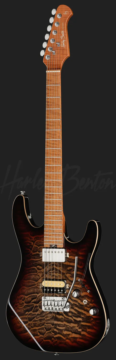Harley Benton Fusion-IV HH MN E-Gitarre Quilt Dusk Glow Tremolo
