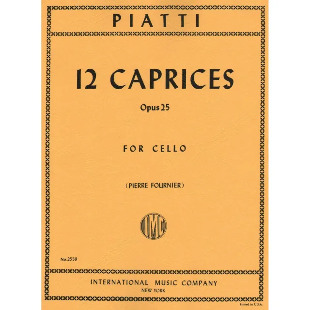 Shar Music Piatti 12 Capricen Op. 25 Cellonoten Fournier