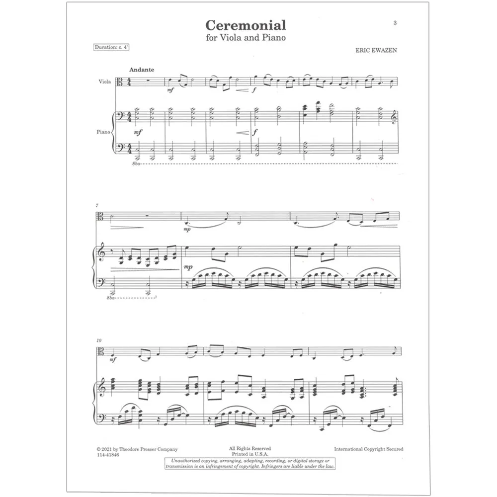 Shar Music Ewazen Ceremonial Noten Viola Klavier mittel