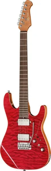 Harley Benton Progressive Fusion-IV HH RW QRG E-Gitarre Quilt Raspberry