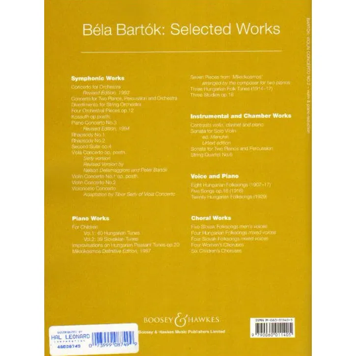 Boosey Bartók Violinkonzert Nr. 2 SZ 117 Noten Violine