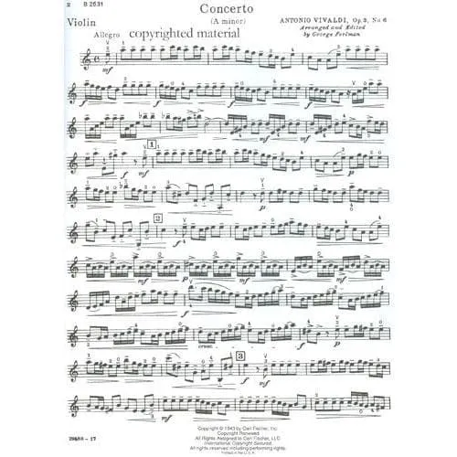 Vivaldi Konzert a-moll op. 3 Nr. 6 RV 356 Noten Violine