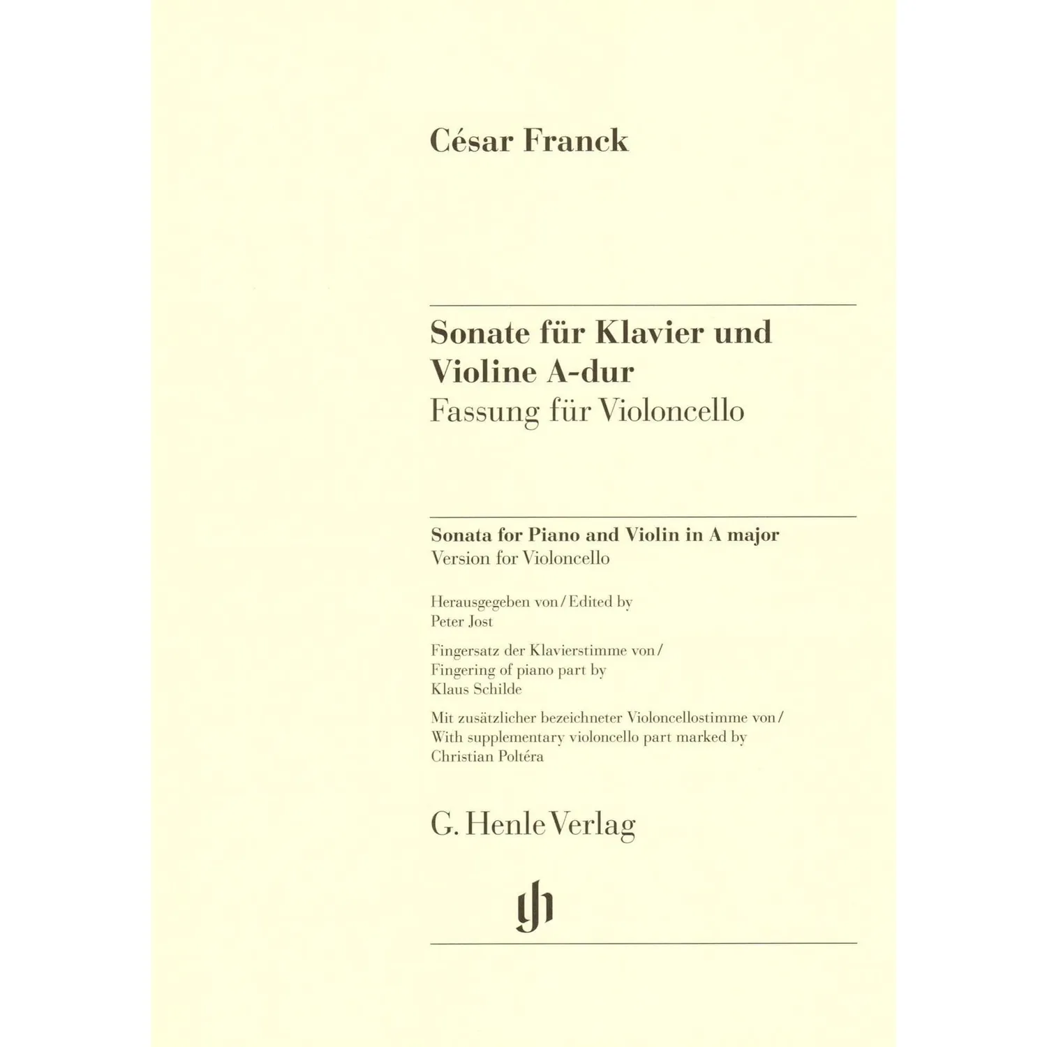 Henle Franck Sonate A-Dur Cello Klavier Noten Urtext