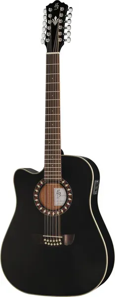 Harley Benton Custom Line CLD-10SCE-12BKS LH Westerngitarre 12-saitig