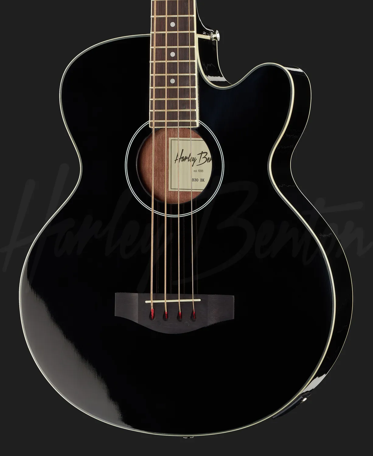 Harley Benton Custom B-30 Akustikbass Schwarz mit EQ
