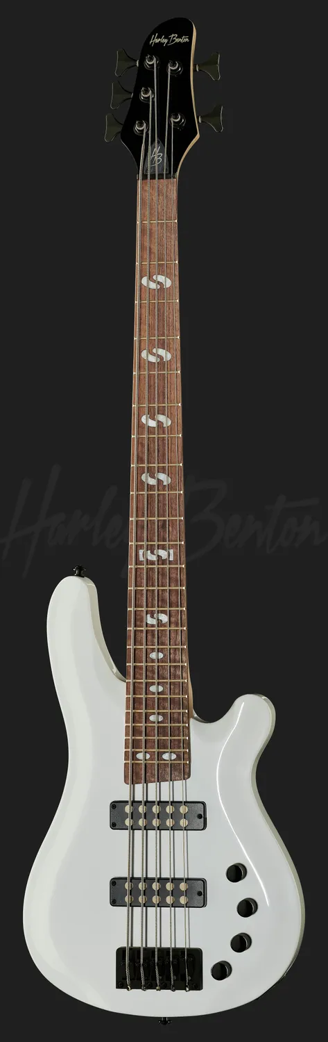Harley Benton Pro B-550 E-Bass 5-Saiter Weiß Aktiv 24 Bünde