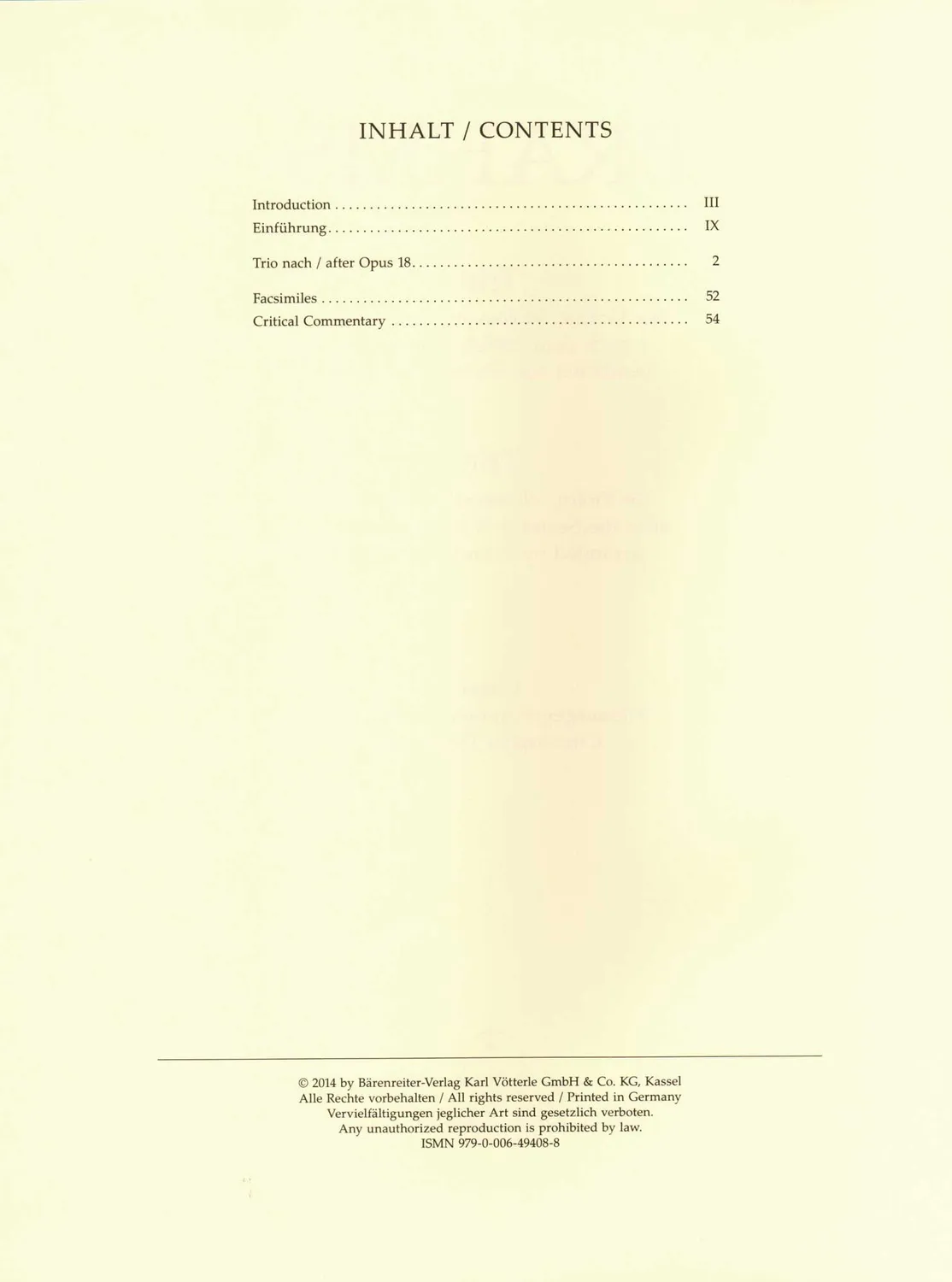Bärenreiter Brahms Trio Op.18 Noten Violine Cello Klavier