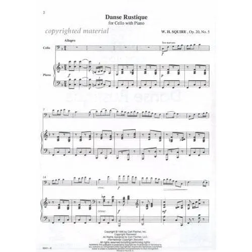 Carl Fischer Squire Danse Rustique Op 20 Nr 5 Cellonoten