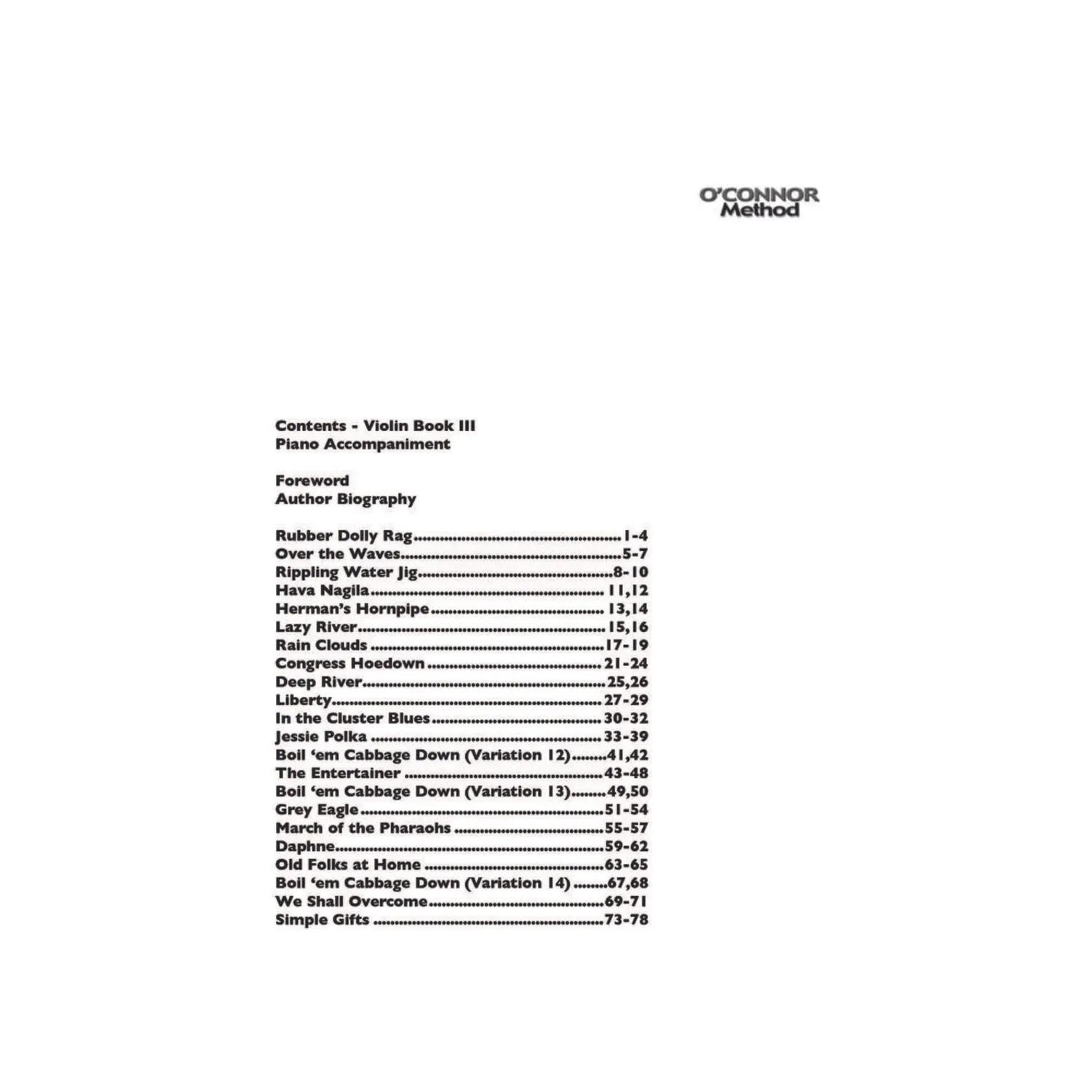O'Connor Violin Method III Klaviernoten Download