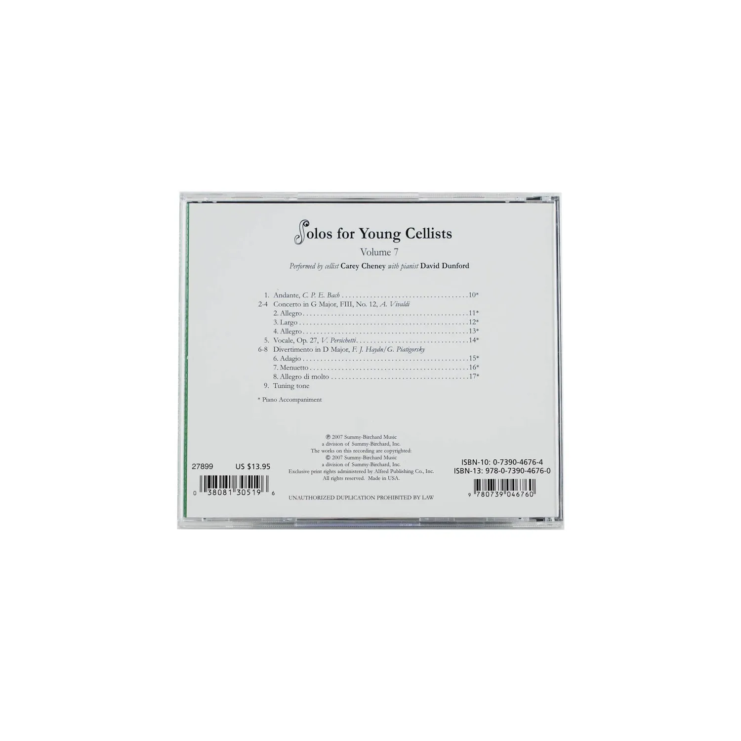 Solos for Young Cellists Vol 7 CD Carey Cheney