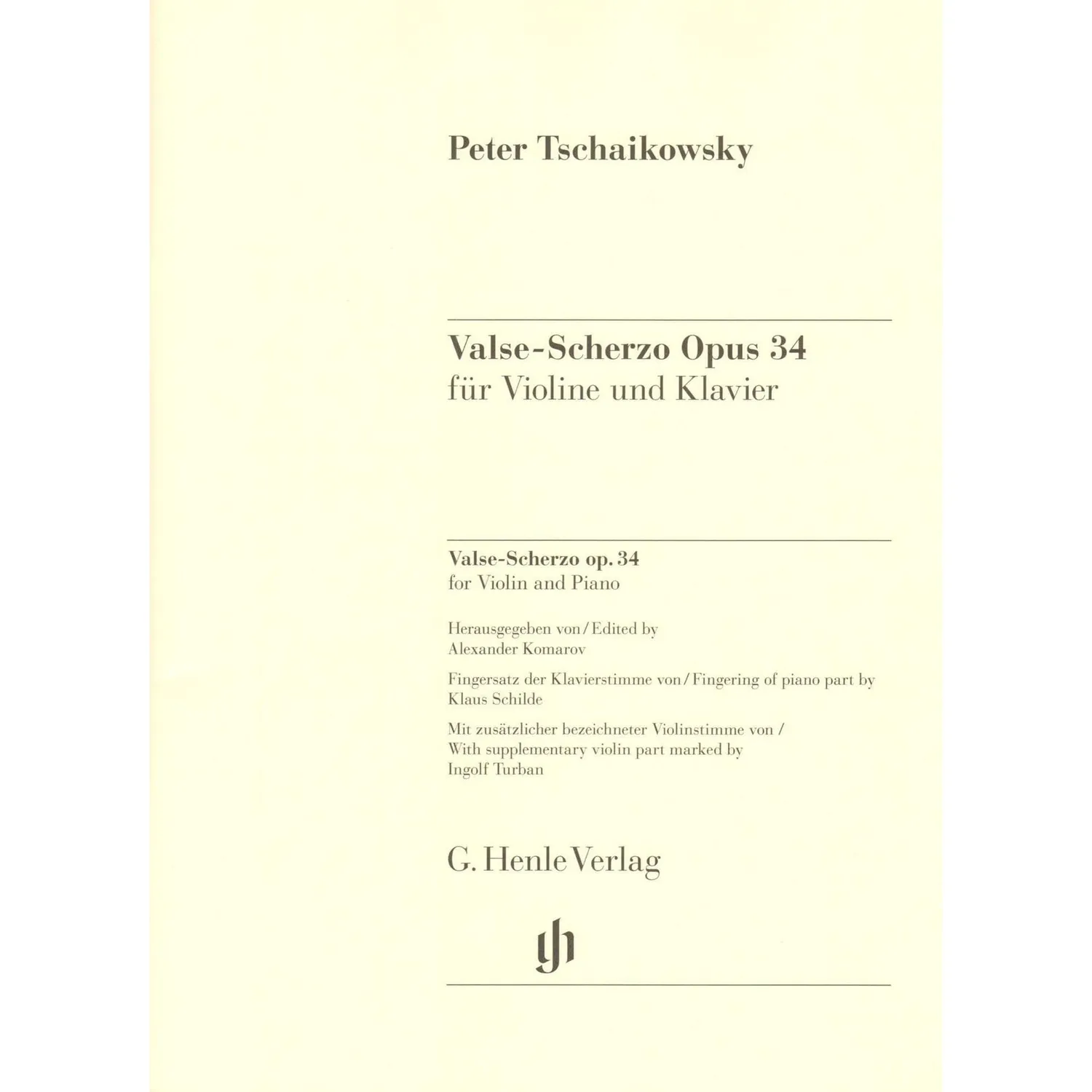 Shar Music Tschaikowski Valse-Scherzo op. 34 Violinnoten Urtext