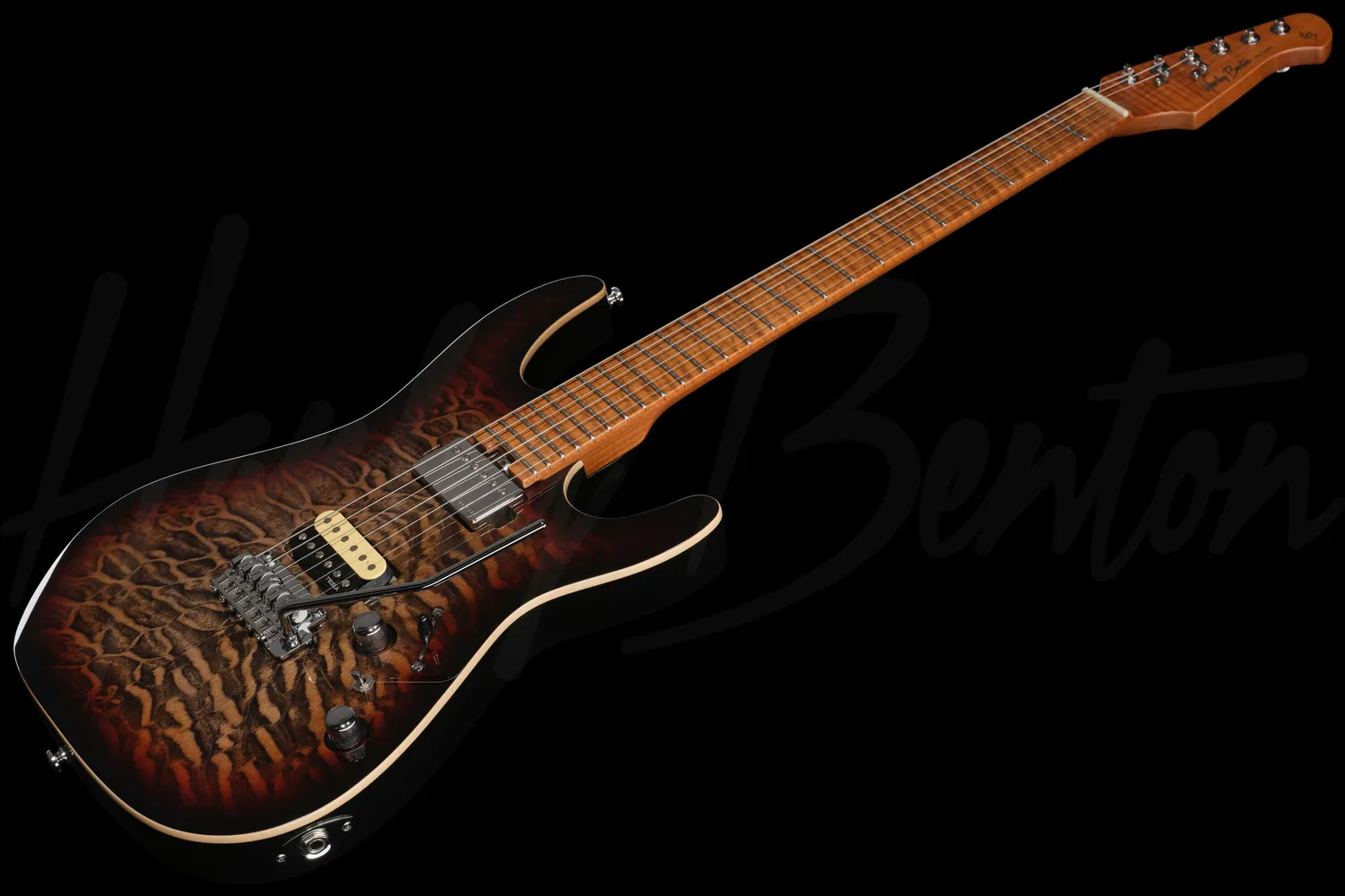 Harley Benton Fusion-IV HH MN E-Gitarre Quilt Dusk Glow Tremolo