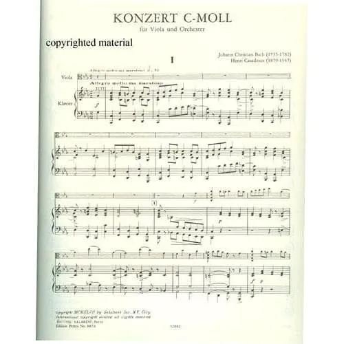 Peters Bach Casadesus Konzert c-moll Noten Viola Klavier CD
