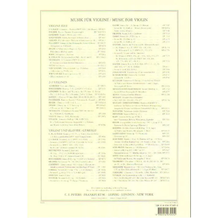 Peters Vivaldi Frühling E-Dur RV 269 Violinenoten Klavier