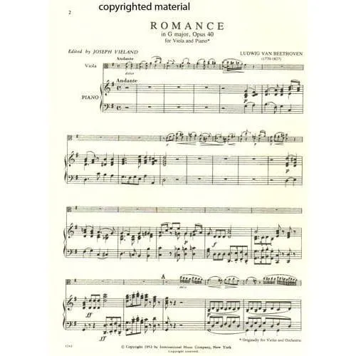 Beethoven 2 Romanzen Op 40/50 Bratschennoten Viola Klavier