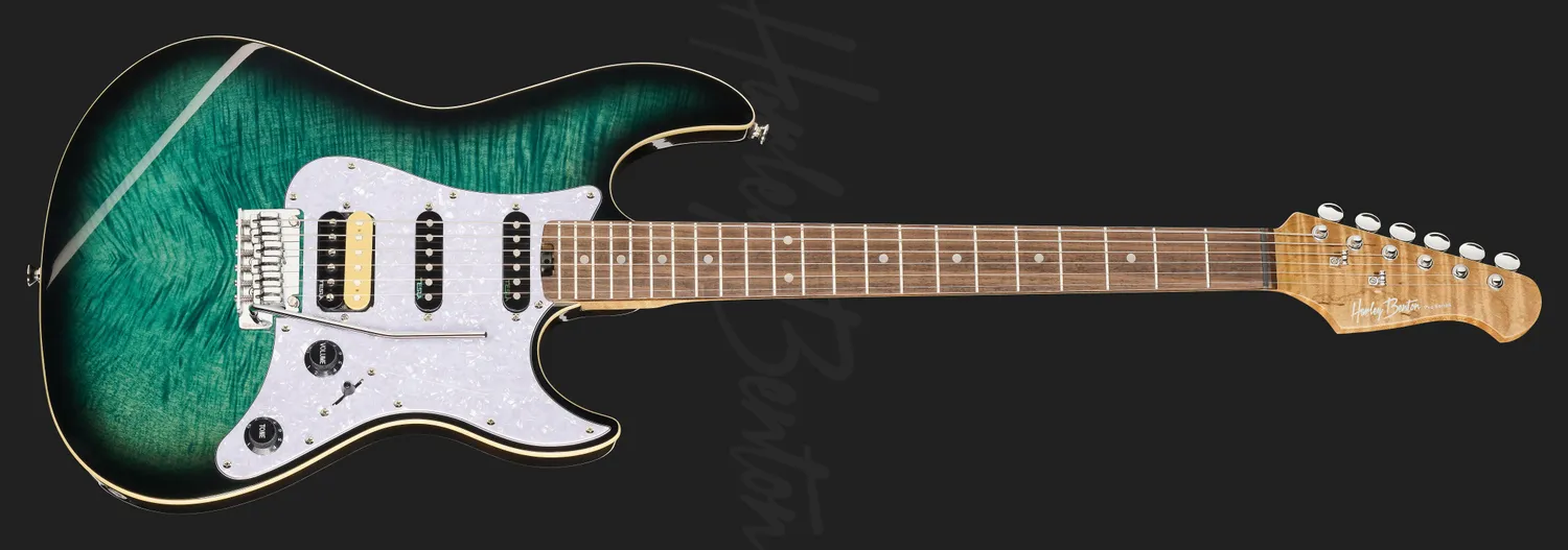 Harley Benton ST-Modern Plus HSS E-Gitarre Flame Blue Burst Edelstahl