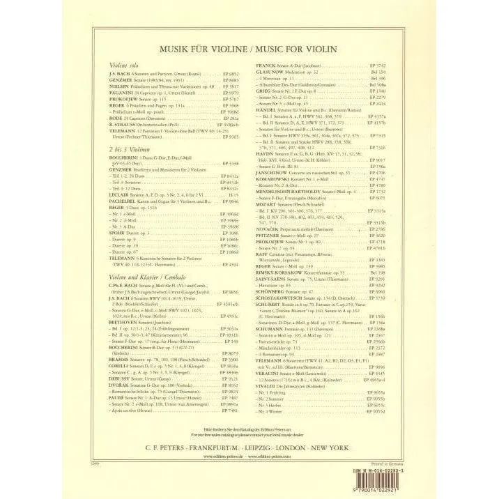 Bach Sonaten Partiten BWV 1001-1006 Violinnoten Peters