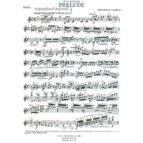 Alfred Gershwin Preludes Violinnoten Violine Klavier Heifetz