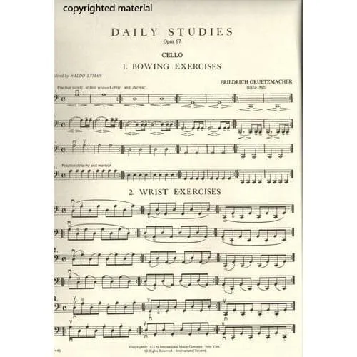 Shar Music Grützmacher Daily Studies Op 67 Cello