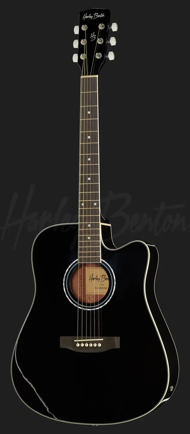 Harley Benton D-120CE BK Westerngitarre Cut Schwarz