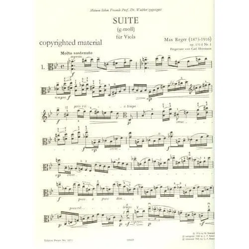 Reger Drei Suiten Op. 131d Bratschennoten Viola solo