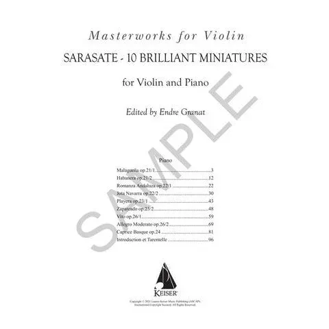Sarasate 10 Brilliant Miniatures Violine Klavier Noten