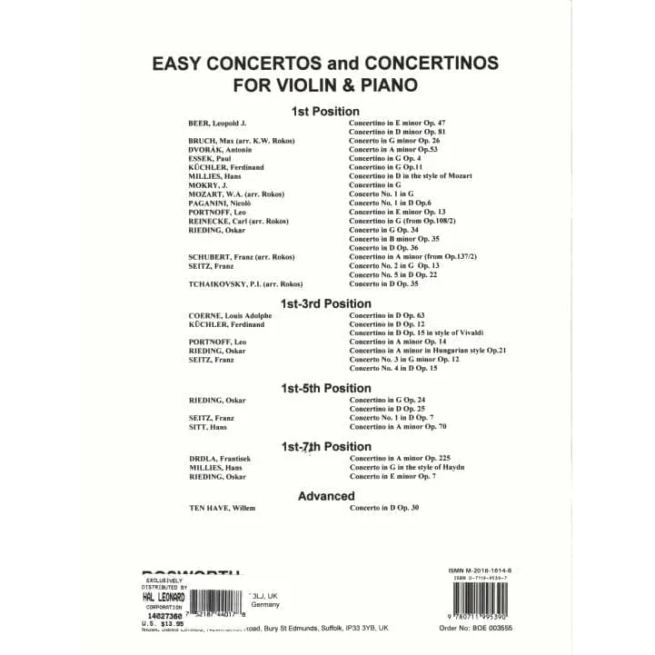 Bosworth Rieding Concertino D-Dur op. 25 Violinnoten