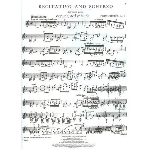 Kreisler Recitativo Scherzo Op.6 Noten Violine solo