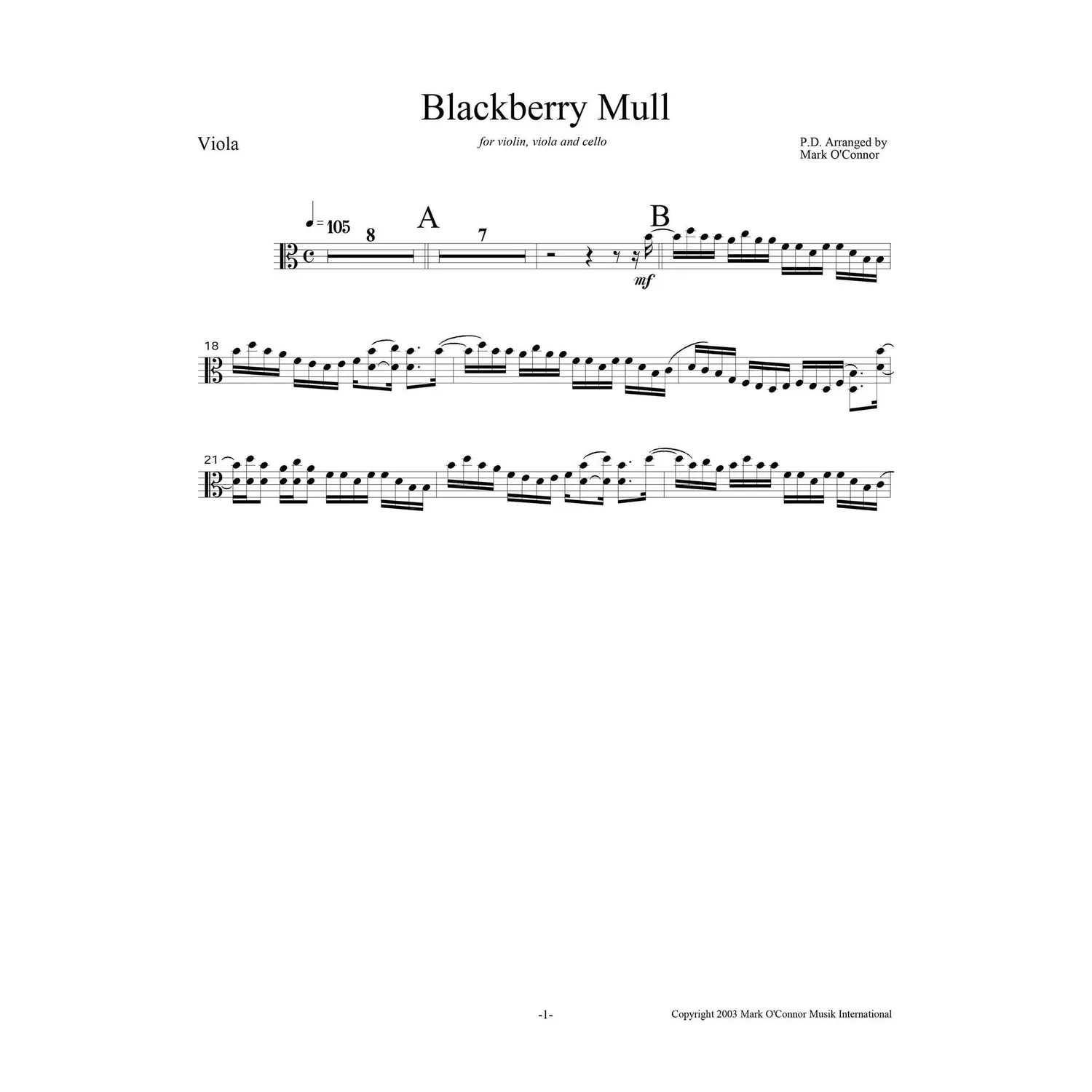 Shar Music O'Connor Blackberry Mull Noten Viola Download