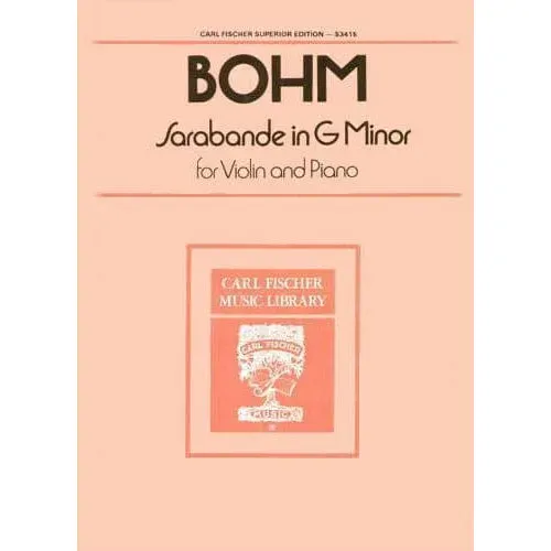 Shar Music Böhm Sarabande g-Moll Noten Violine Klavier Fischer