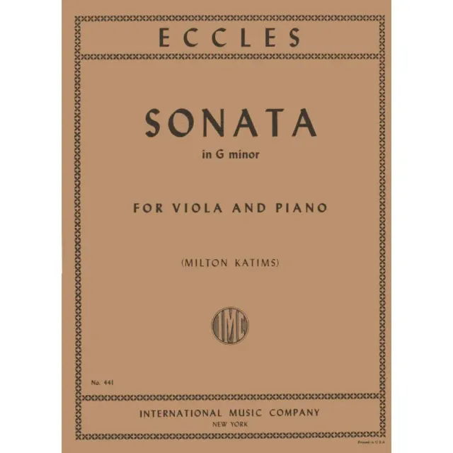 Eccles Sonate g-moll Viola Klavier Noten Katims