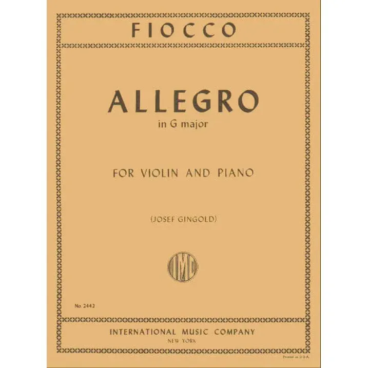 Shar Music Fiocco Allegro Noten Violine Klavier Gingold
