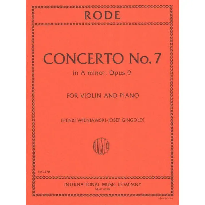 International Rode Konzert Nr. 7 a-Moll Op. 9 Noten Violine Klavier Gingold