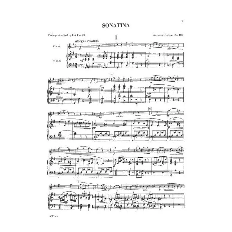 Schirmer Dvorak Op. 100 Noten Violine Klavier G-Dur