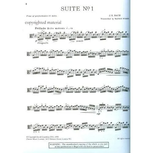 Chester Bach 6 Cellosuiten BWV 1007-1012 Bratschennoten