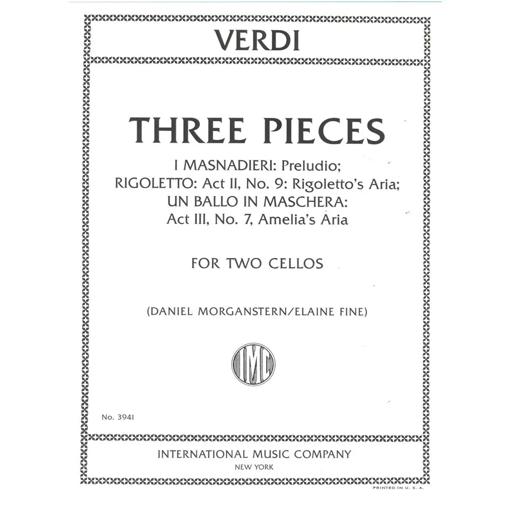 International Verdi Three Pieces Celloduo Noten 2 Celli Oper