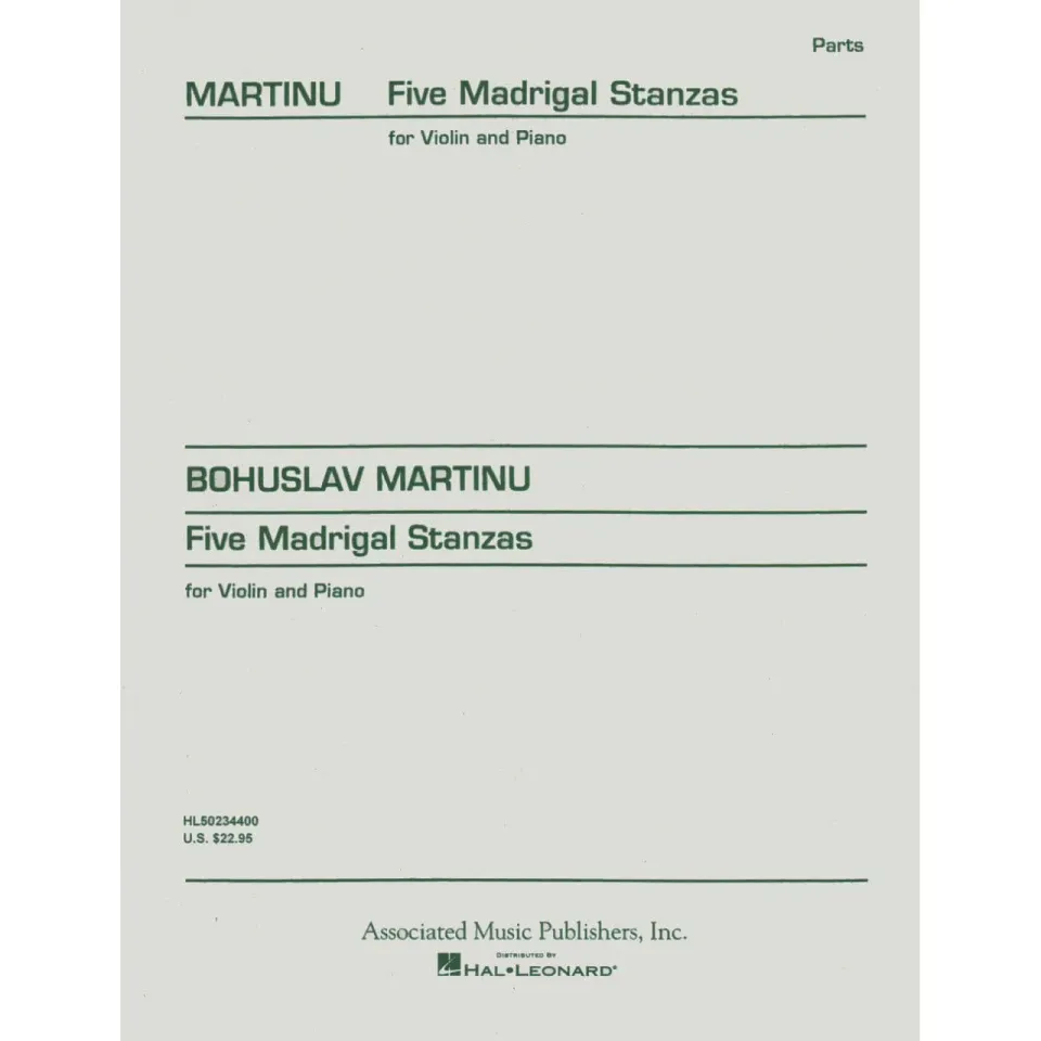 Martinů Five Madrigal Stanzas Op. 297 Noten Violine und Klavier