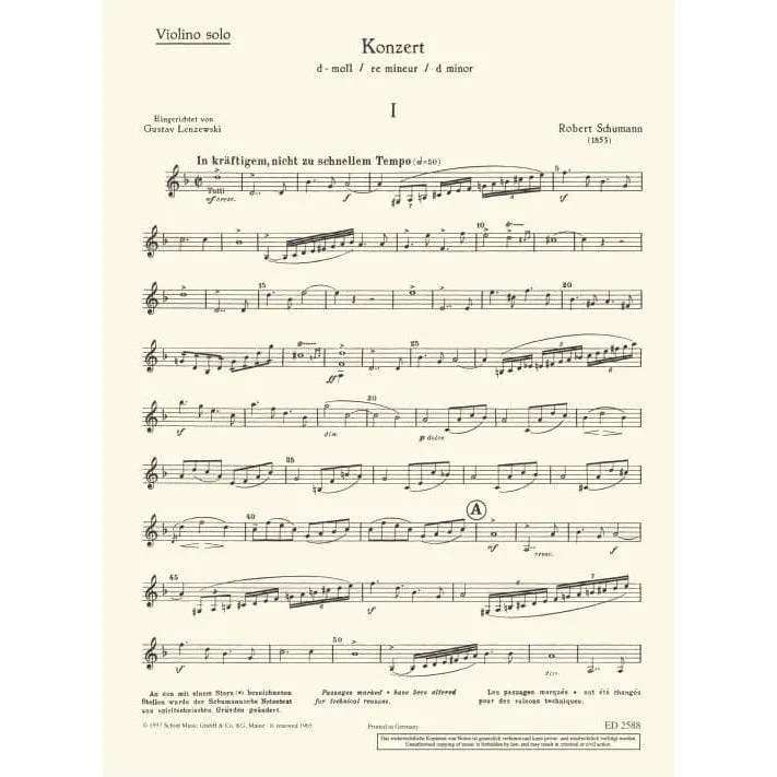 Schumann Violinkonzert d-Moll Violine-Klavier Noten Schott