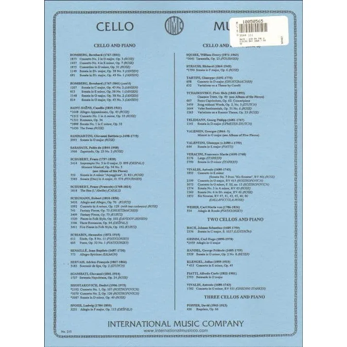 Shar Music Bach Air Suite Nr.3 Noten Cello Klavier D-Dur