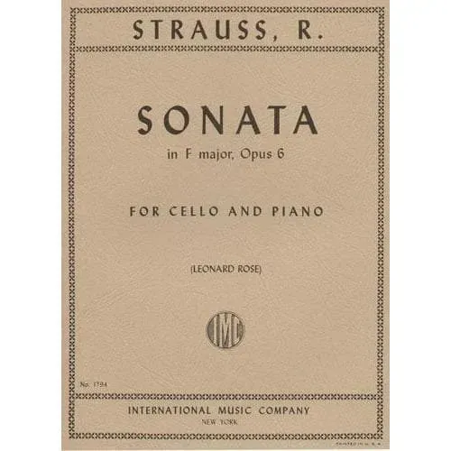 Richard Strauss Sonate F-Dur Op. 6 Noten Cello Klavier spätromantisch