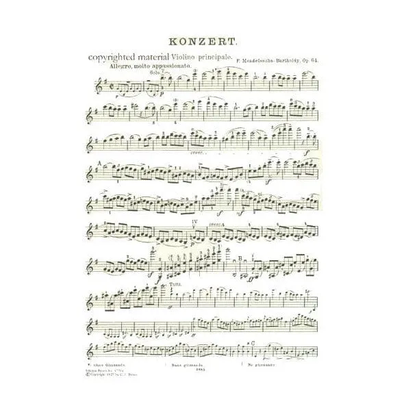 Peters Mendelssohn Konzert e-moll Op.64 Noten Violine